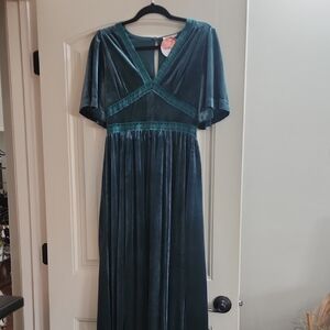 Elegant Teal Velvet Dress